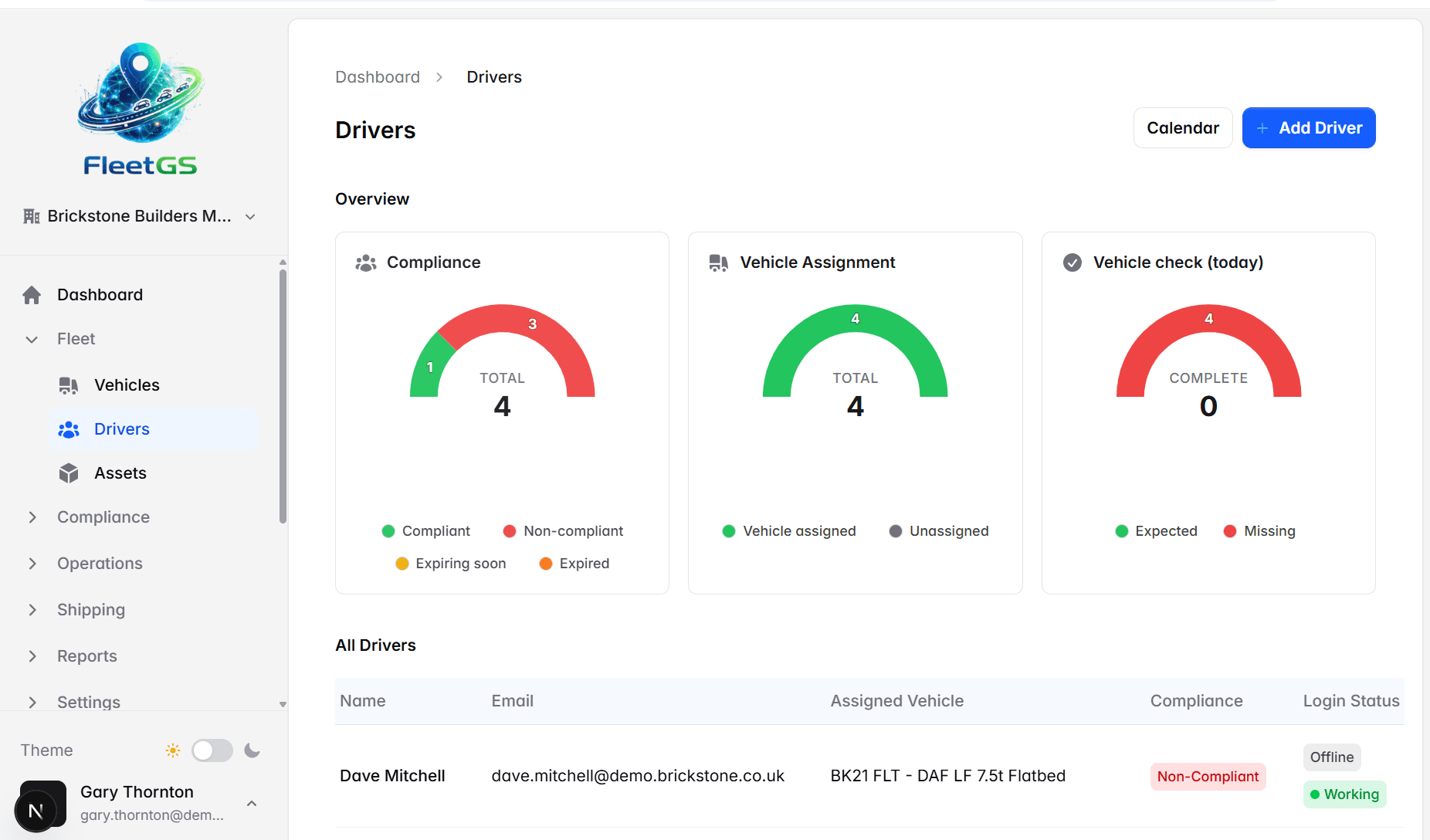 Driver Management Screenshot